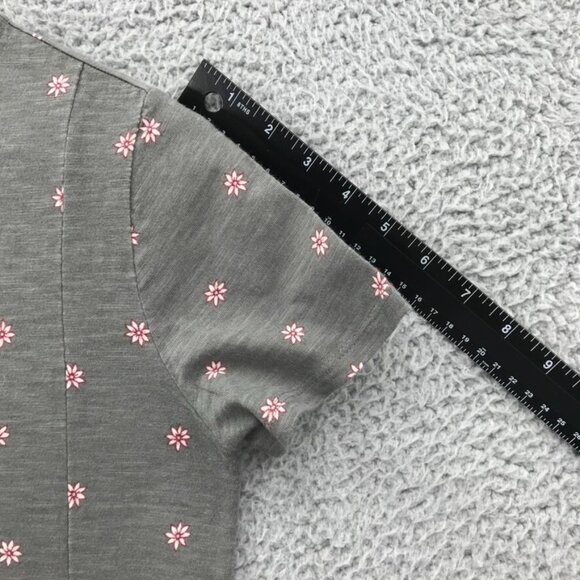 J JILL Womens Size XS Gray Floral Print Short Sleeve Sheath Dress w/ Pockets - Picture 12 of 14